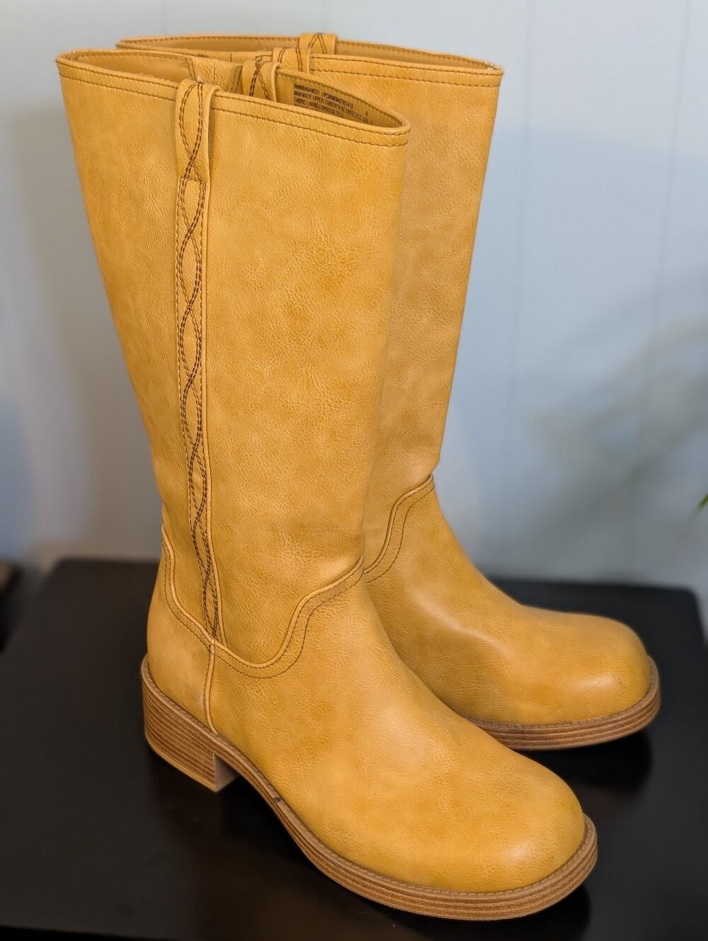 No Boundaries Tall Mustard Pull-On Heeled Boots